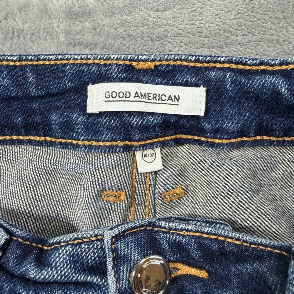Good American High Rise Bermuda Shorts Womens Size 14/32 Blue Denim